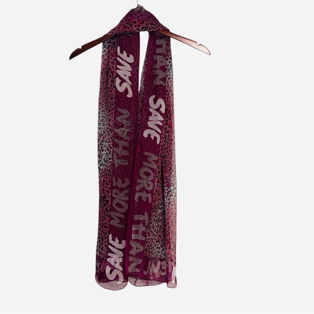 Moschino Graffiti Save More Than Just Money Silk Leopard Print Large Scarf Wrap